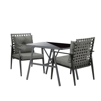 Outdoor Dining Setting Garden Patio Furniture Rattan Chairs Set 3 Piece