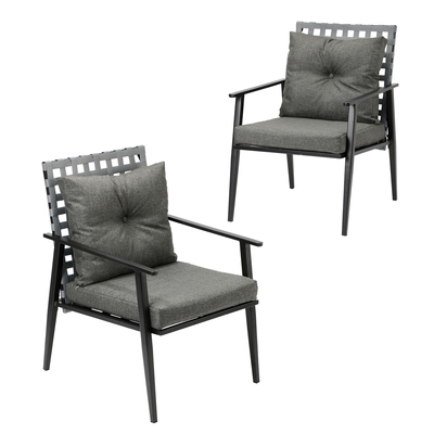 Outdoor Rattan Chairs Furniture Garden Patio Lounge Armchair Black 2PCS