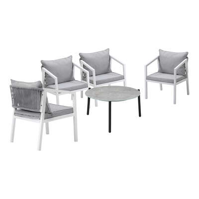 5PCS Outdoor Patio Set 70cm Coffee Table 4 Armchairs