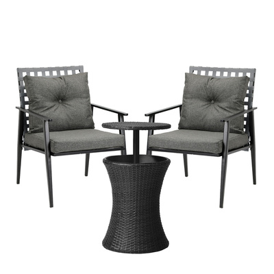 Outdoor Furniture Setting Ice Bucket Black Table 2 Seater