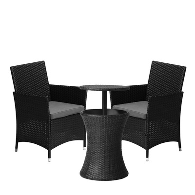 Outdoor Patio Set Ice Bucket Table Black Bistro Setting 3pcs