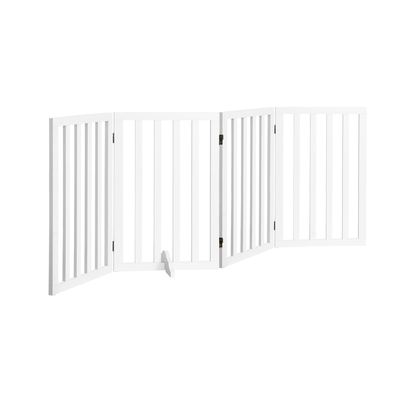 Wooden Pet Gate Dog Fence Safety Stair Barrier Security Door 4-Panel 80cm