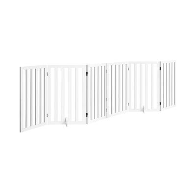 Wooden Pet Gate Dog Fence Safety Stair Barrier Security Door 6-Panel 80cm