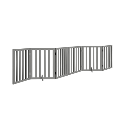 Wooden Pet Gate Dog Fence Safety Stair Barrier Security Door 6-Panel Grey