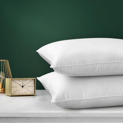 Pillow Goose Feather Down Standard Pillows Cotton Cover - Twin Pack