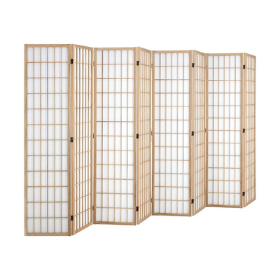 8 Panel Room Divider Timber Farbic Natural