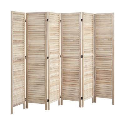 6 Panel Room Divider Timber Wooden Natural