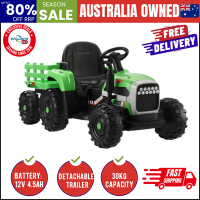 Kids Ride On Car Tractor 12V Electric Battery Toy Remote Control Green