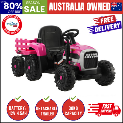 Kids Ride On Car Tractor 12V Electric Battery Toy Remote Control Cars Pink