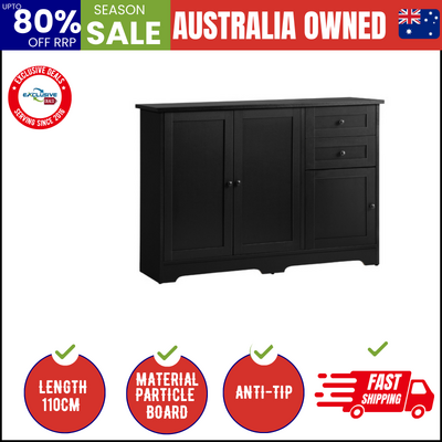 Buffet Sideboard Storage Cabinet Cupboard Hallway Drawers Table Black