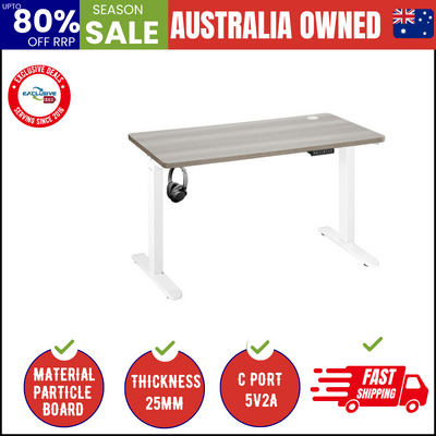 140cm Electric Standing Desk Single Motor White&Grey-Oak