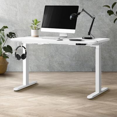  Standing Desk Dual Motor Electric Height Adjustable Sit Stand Table 120cm All White