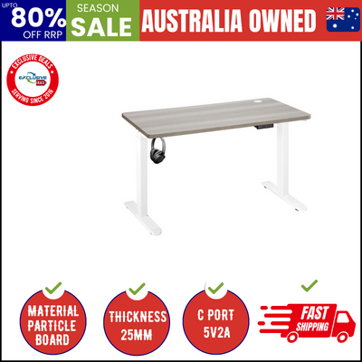 140cm Electric Standing Desk Dual Motor White&Grey-Oak