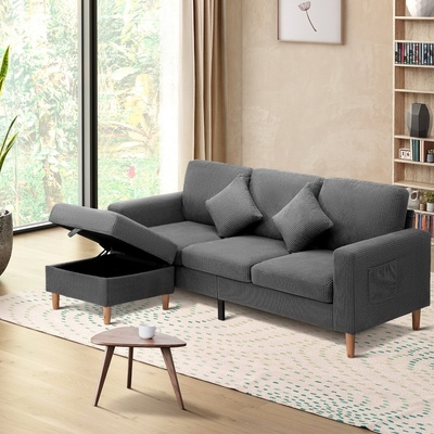 Sofa Lounge Set Modular Couch 3 Seater Corner Chaise Ottoman Velvet