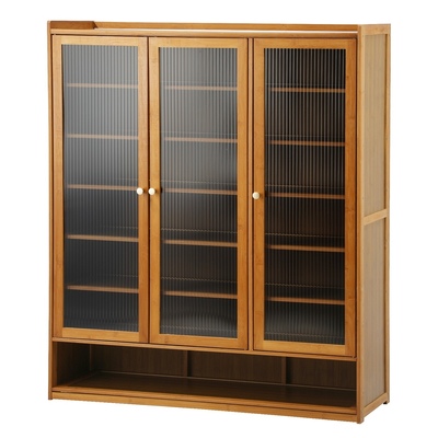 Shoe Storage Cabinet 3 Doors 7 Shelves Brown