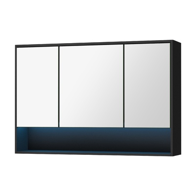 Bathroom Mirror Cabinet LED Wall Storage 1200x750mm Black