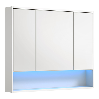 Bathroom Mirror Cabinet LED Wall Storage 900x750mm