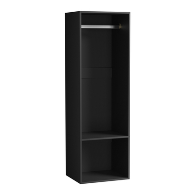 Open Wardrobe Shelf Unit Clothes Storage 2 Shelves Hanging Rail Black