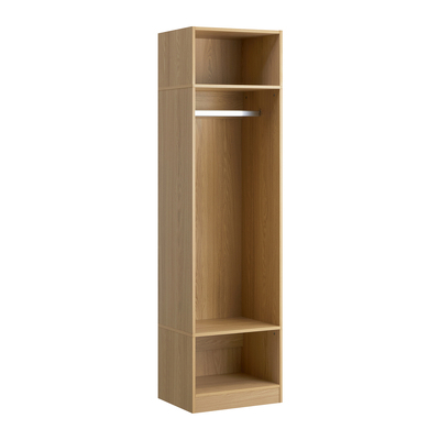 Open Wardrobe Shelf Unit Clothes Storage 3 Drawers Hanging Rail Natural