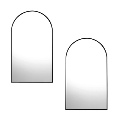 Wall Mirrors 86x50cm Arched Black Set of 2