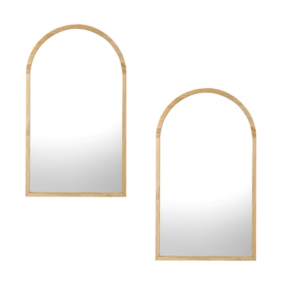 Arched Wall Mirrors 86x50cm Wooden Set of 2