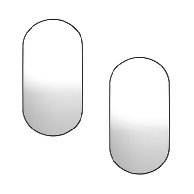 Wall Mirrors Oval Mirror Black 84x50cm Set of 2