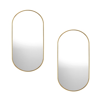 Wall Mirrors Oval Mirror Gold 84x50cm Set of 2