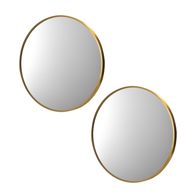 Wall Mirrors Round 50cm Gold Set of 2