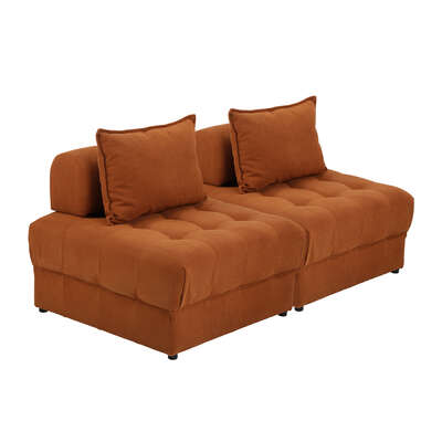 2 Seater Velvet Modular Sofa Lounge Chair with Backrest Brown