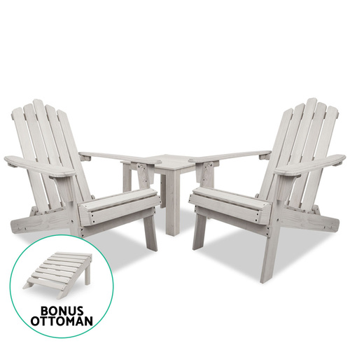 Outdoor Setting Beach Chairs Table Wooden Adirondack Patio Lounge