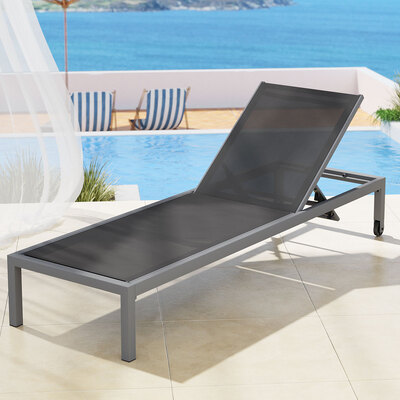 Sleek Aluminium Sun Lounge with Wheels - Folding