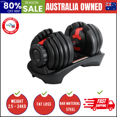 24kg Adjustable Dumbbell Weight Plates Home Gym 