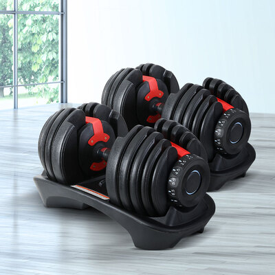 2Pcs 24kg Adjustable Dumbbell Weight Dumbbells Plates Home Gym Fitness Exercise