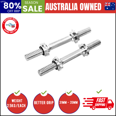 45cm Dumbbell Bar Solid Steel Pair Gym 150KG Capacity