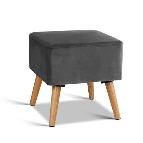 Velvet Footstool- Dark Grey