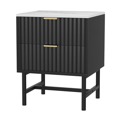 Bedside Table 2 Drawers - Black