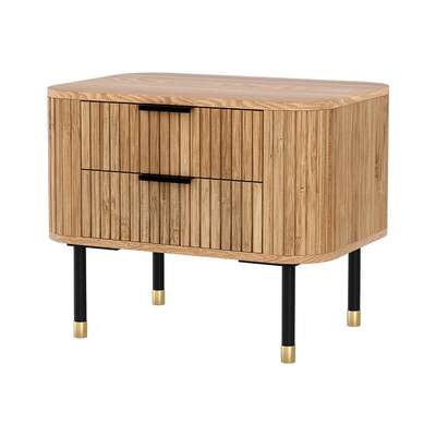 Bedside Table 2 Drawers Paulownia Wood Pine