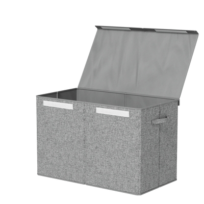 Large Toy Box Chest Storage with Flip-Top Lid Foldable Organizer Bins Grey