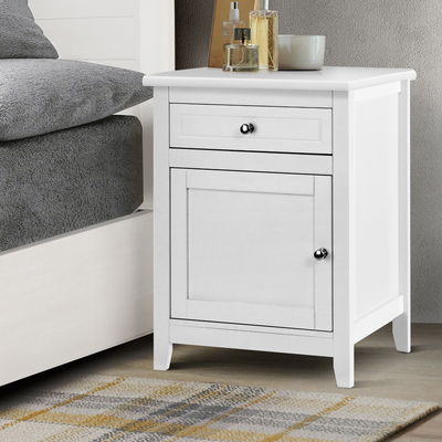 Bedside Table Drawers Side Table Storage Cabinet Large Nightstand White