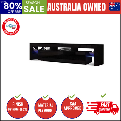 Entertainment Unit TV Cabinet LED 189cm Black Elo