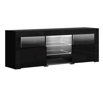 Entertainment Unit TV Cabinet LED 160cm Black Bobi