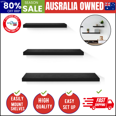 Floating Wall Shelf Set of 3 Black