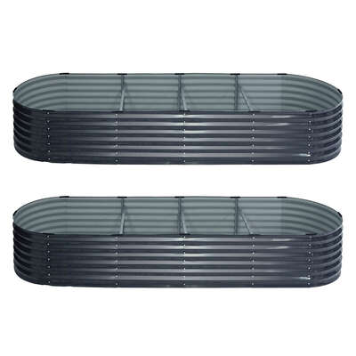 2x Large Oval Raised Garden Beds - Galvanized Steel