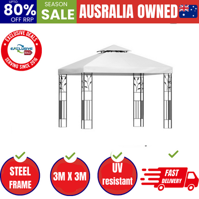 Gazebo 3x3m Marquee Outdoor Wedding Party Event Tent Home Iron Art Shade White