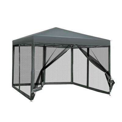 Gazebo Pop Up Marquee 3x3 Wedding Party Outdoor Camping Mesh Wall Grey