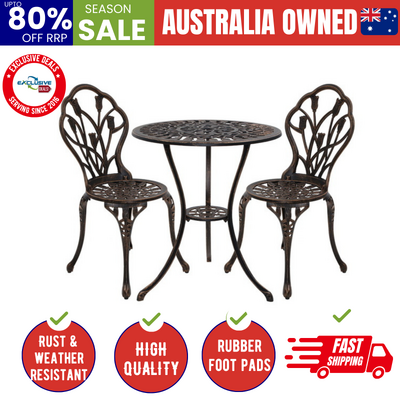 3Pc Outdoor Bistro Set - Tulip Bronze