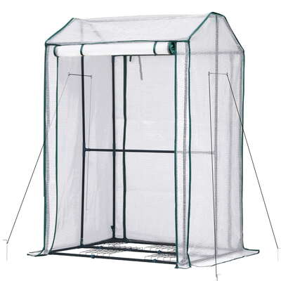 Green Fingers Mini Greenhouse Pe Cover Green House Roll-Up Zippered Door 1.0X0.8X1.5M