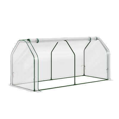 Green Fingers Mini Greenhouse Pe Cover Green House Roll-Up Zippered Door 1.2X0.5X0.6M