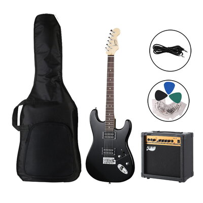 Electric Guitar Music String Instrument 20W Amplifier Rock Pick Bag BK