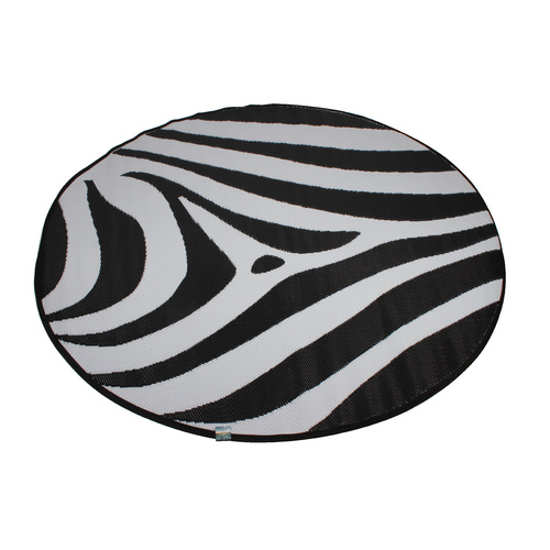 Round Outdoor Reversible Mat Weatherproof Zebra Design 200cm Diameter